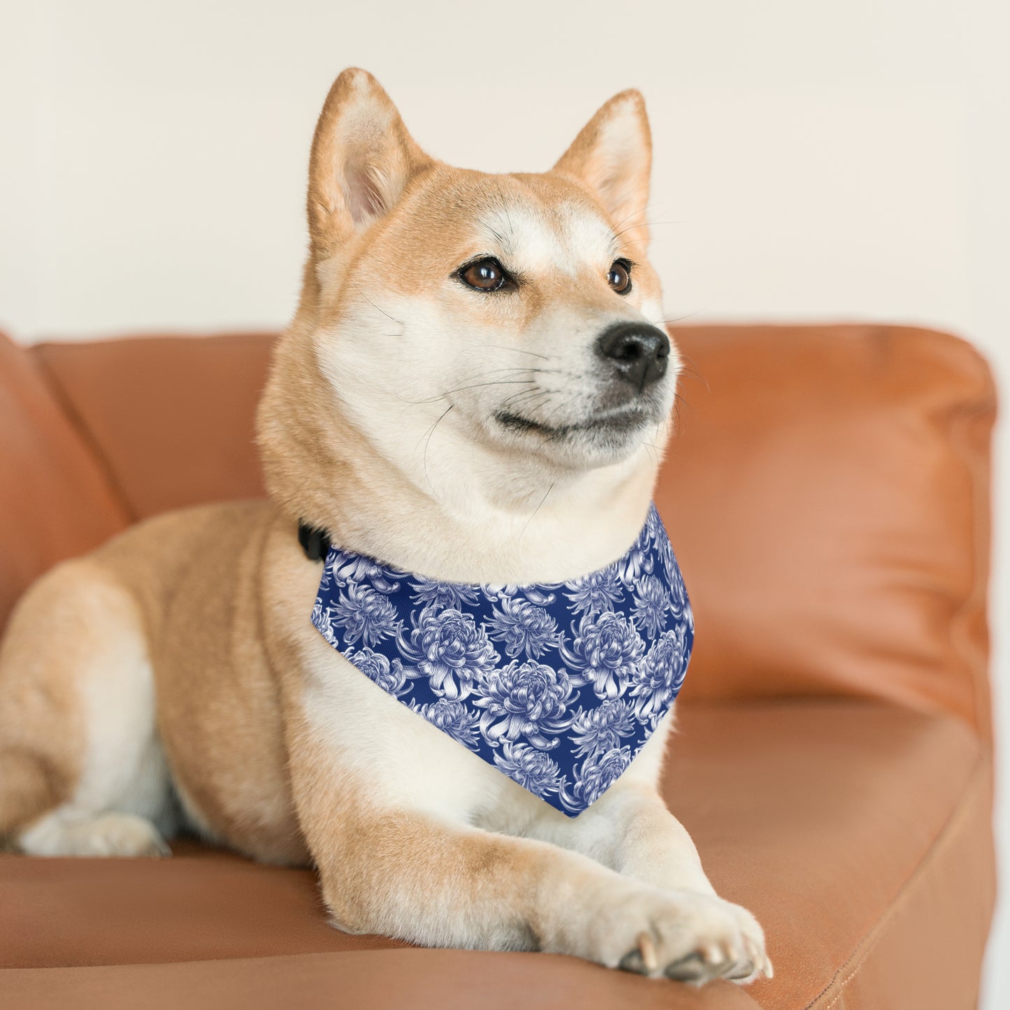 Pet Bandana Collar Blue Damask Flower - Expressive DeZien