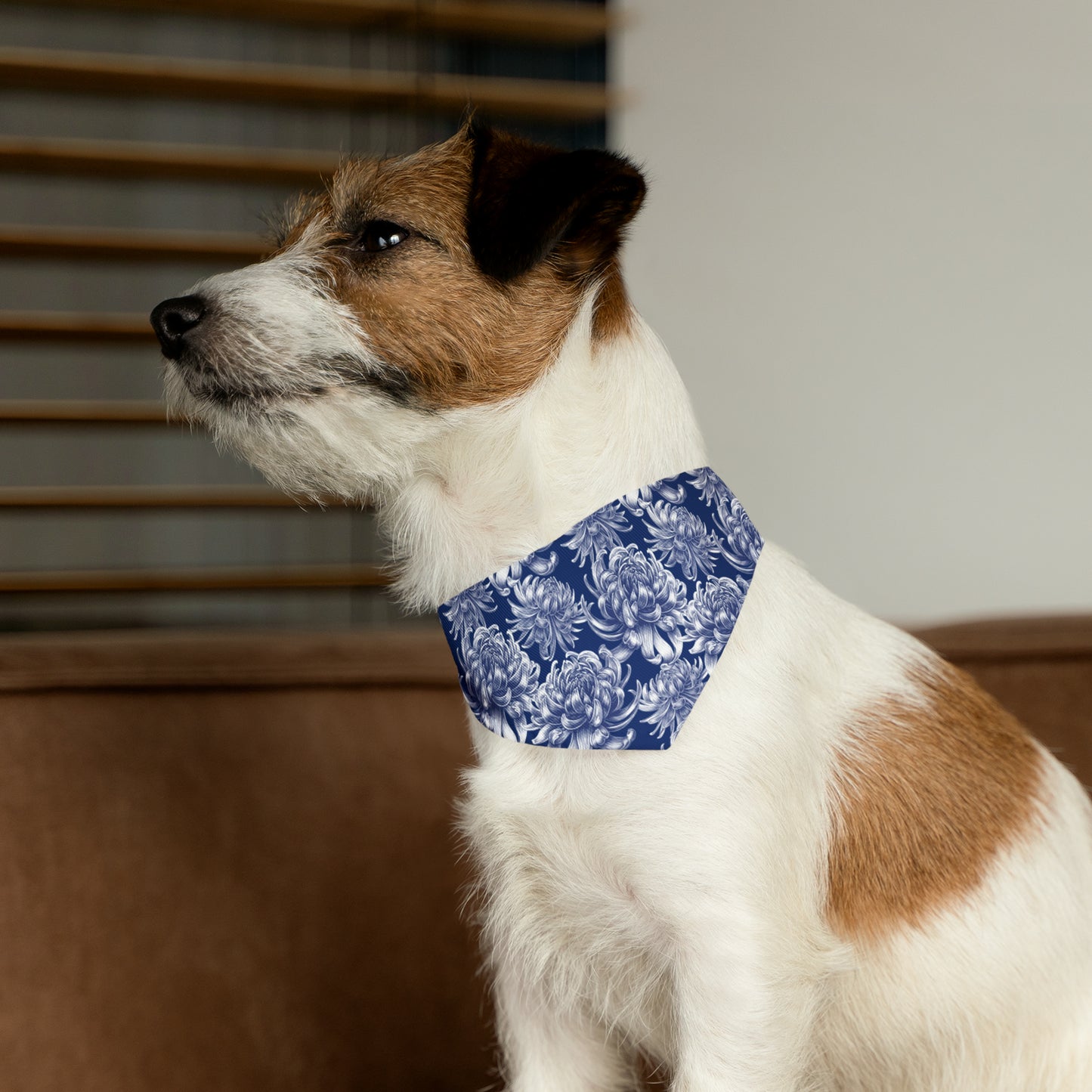 Pet Bandana Collar Blue Damask Flower - Expressive DeZien