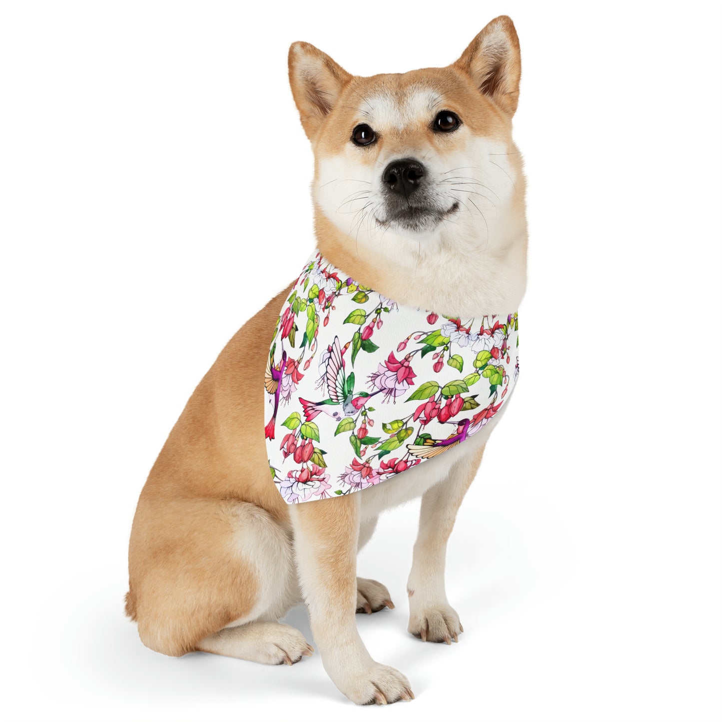 Pet Bandana Collar Hummingbirds and Fuchsia Flower - Expressive DeZien