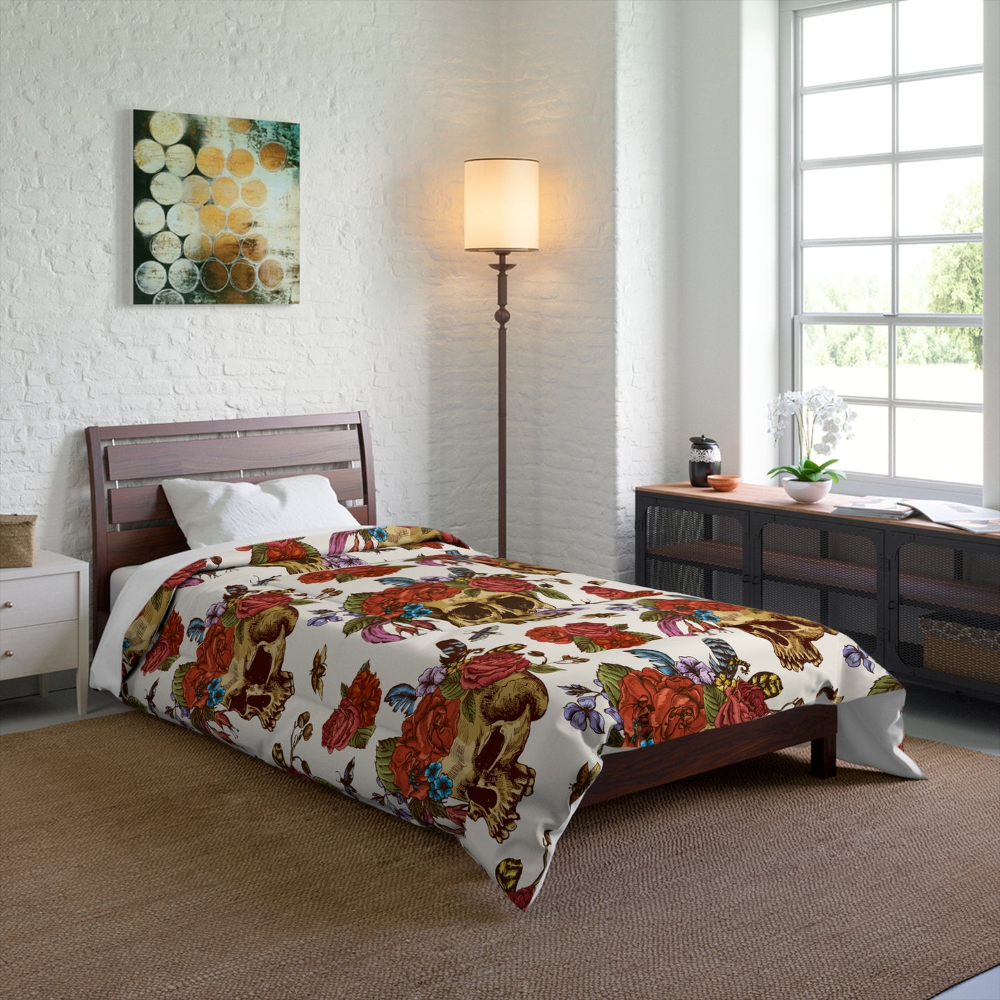 Rosie Skull Luxury Comforter – Soft, Lightweight, and Artist-Designed
