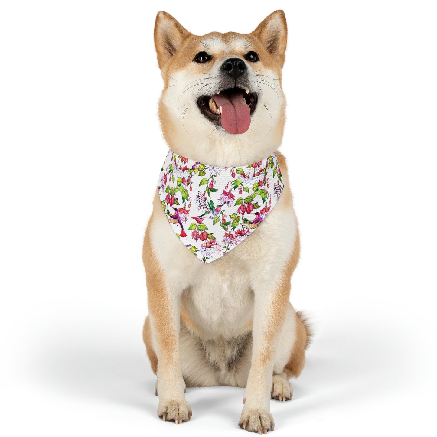 Pet Bandana Collar Hummingbirds and Fuchsia Flower - Expressive DeZien