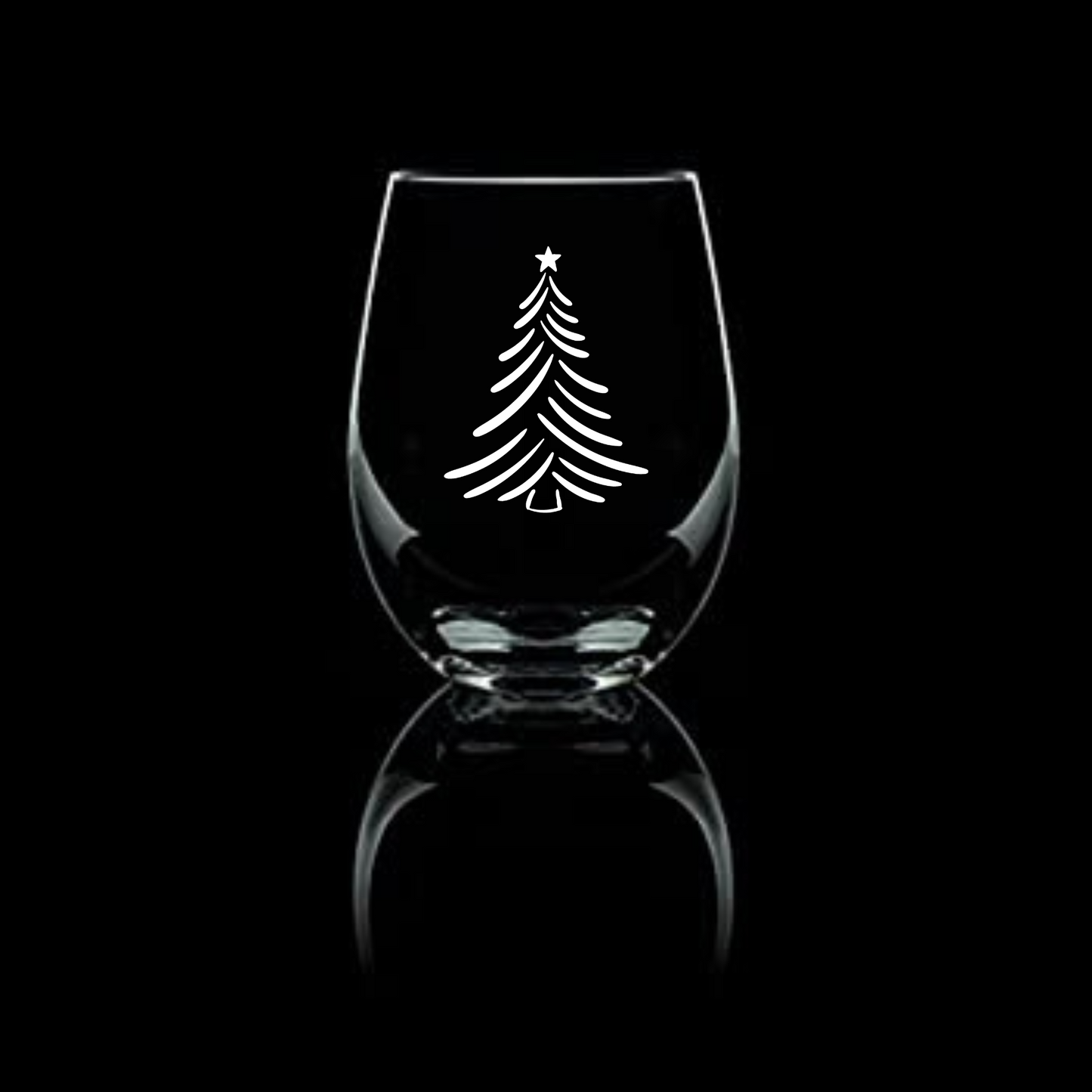Elegant Evergreen Etched Stemless Wine Glass - 20.5 oz - Expressive DeZien
