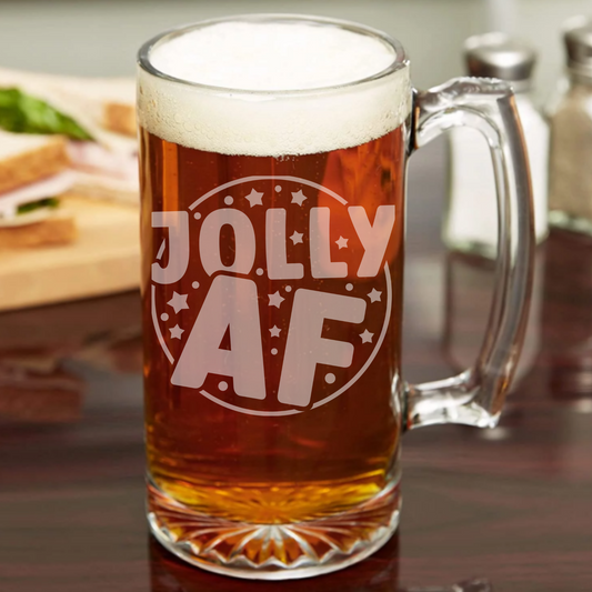 Jolly AF - 26.5oz Tavern Beer Mug | Christmas - Expressive DeZien