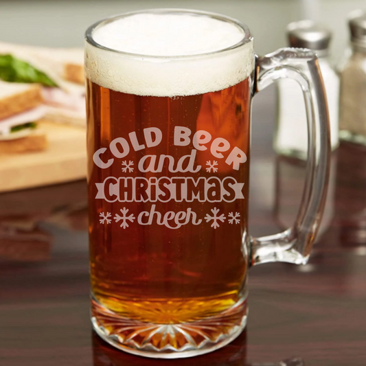 Cold Beer and Christmas Cheer - 26.5oz Tavern Beer Mug | Christmas - Expressive DeZien