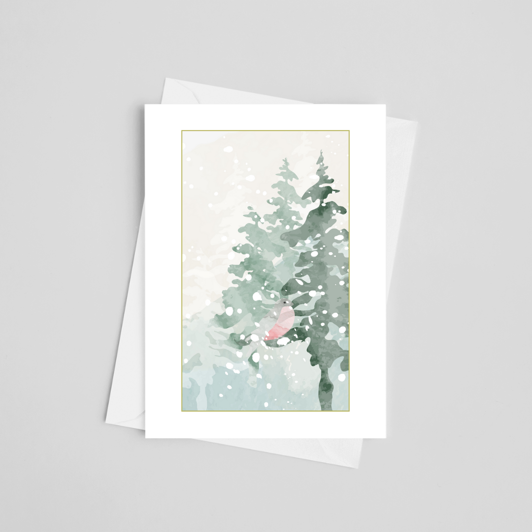 Charming Cardinals in Snow Christmas Greeting Cards 5" x 7"