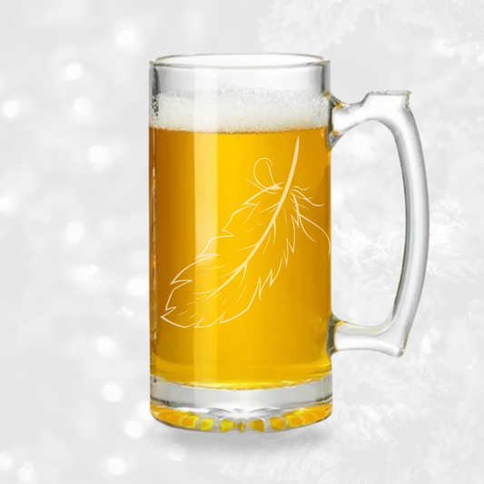 Falling Feather Sandblast Etched - 26.5oz Tavern Beer Mug - Expressive DeZien