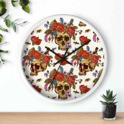 Rosie Skull Wood Wall Clock - Expressive DeZien 