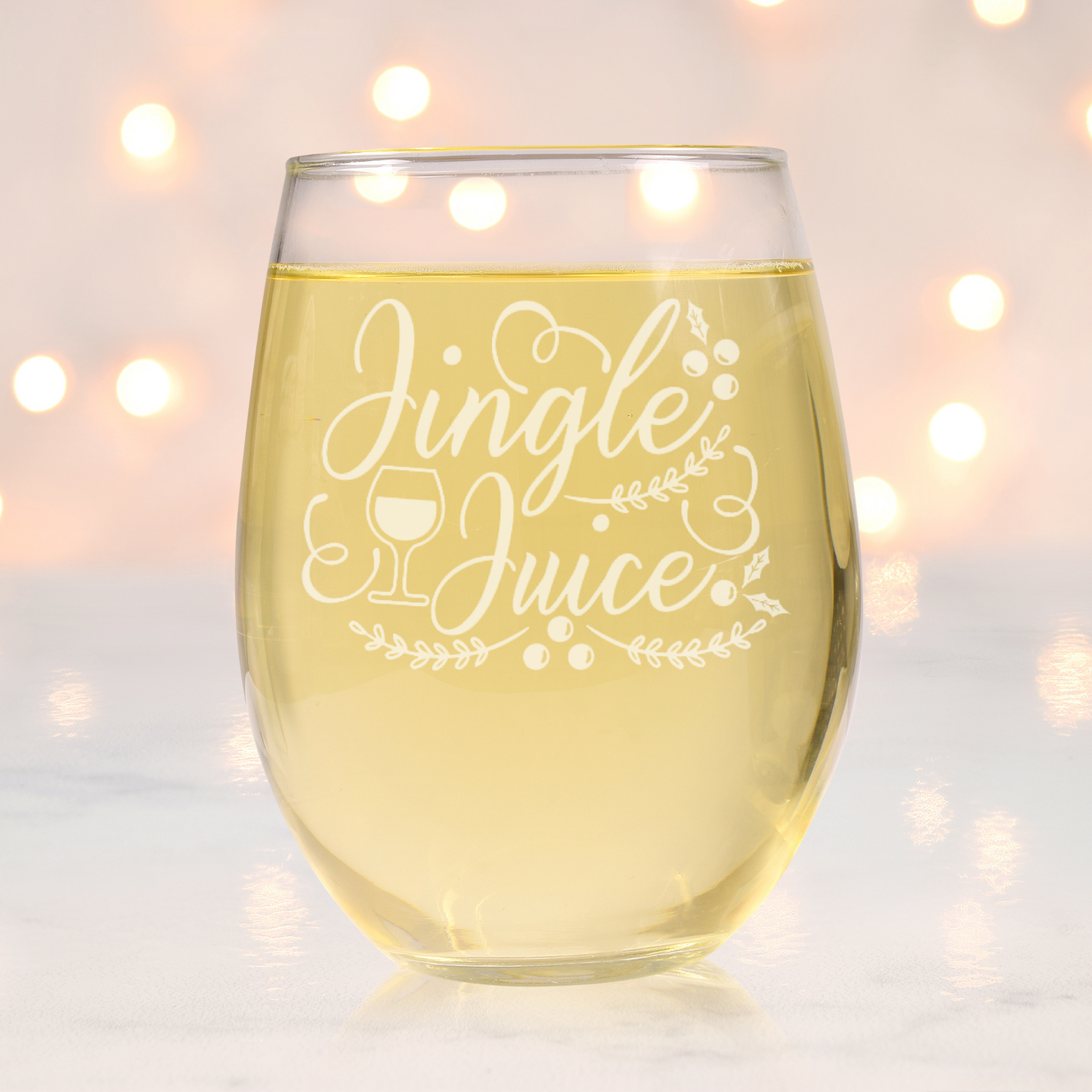 Jingle Juice Etched Stemless Wine Glass 20.5oz | Christmas Wine Glasses - Expressive DeZien