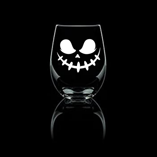Halloween Jack O Lantern Etched Wine Glass 20.5oz - Expressive DeZien 