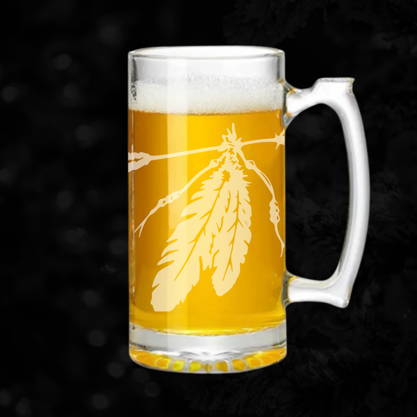 Two Feathers Sandblast Etched - 26.5oz Tavern Beer Mug - Expressive DeZien
