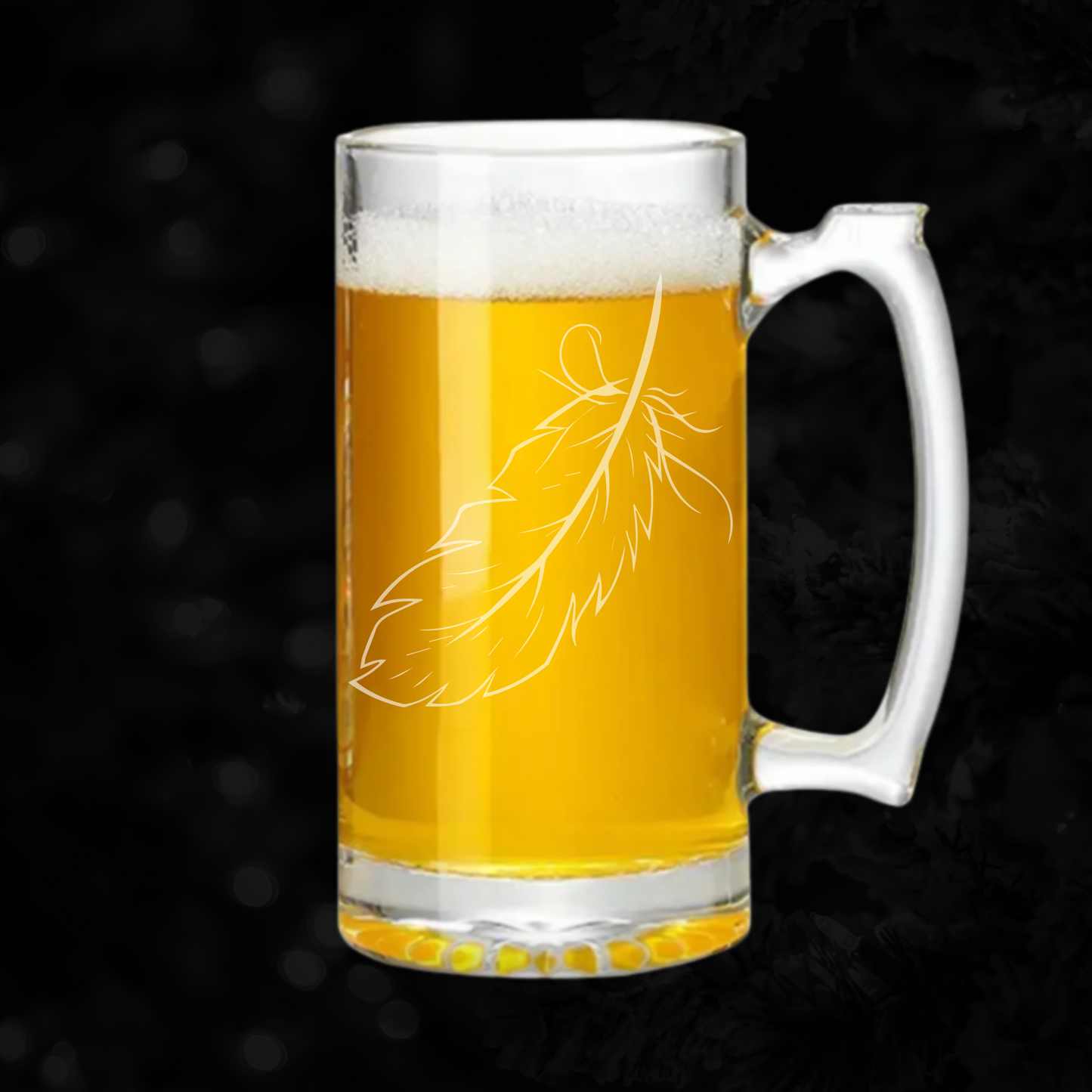 Falling Feather Sandblast Etched - 26.5oz Tavern Beer Mug - Expressive DeZien