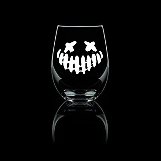 Halloween's Spooky Delight: 'Jack O Lantern Etched 20.5oz Stemless Wine Glass - Expressive DeZien 