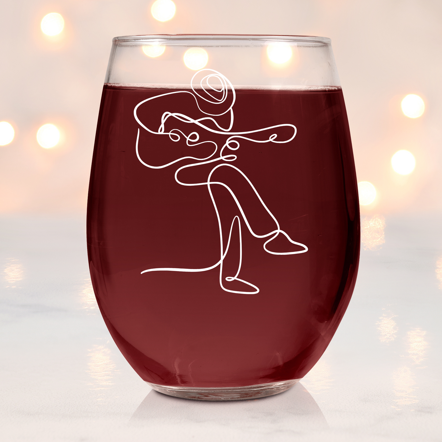 Blues man Stemless Wine Glass – Sandblasted Etched Tribute