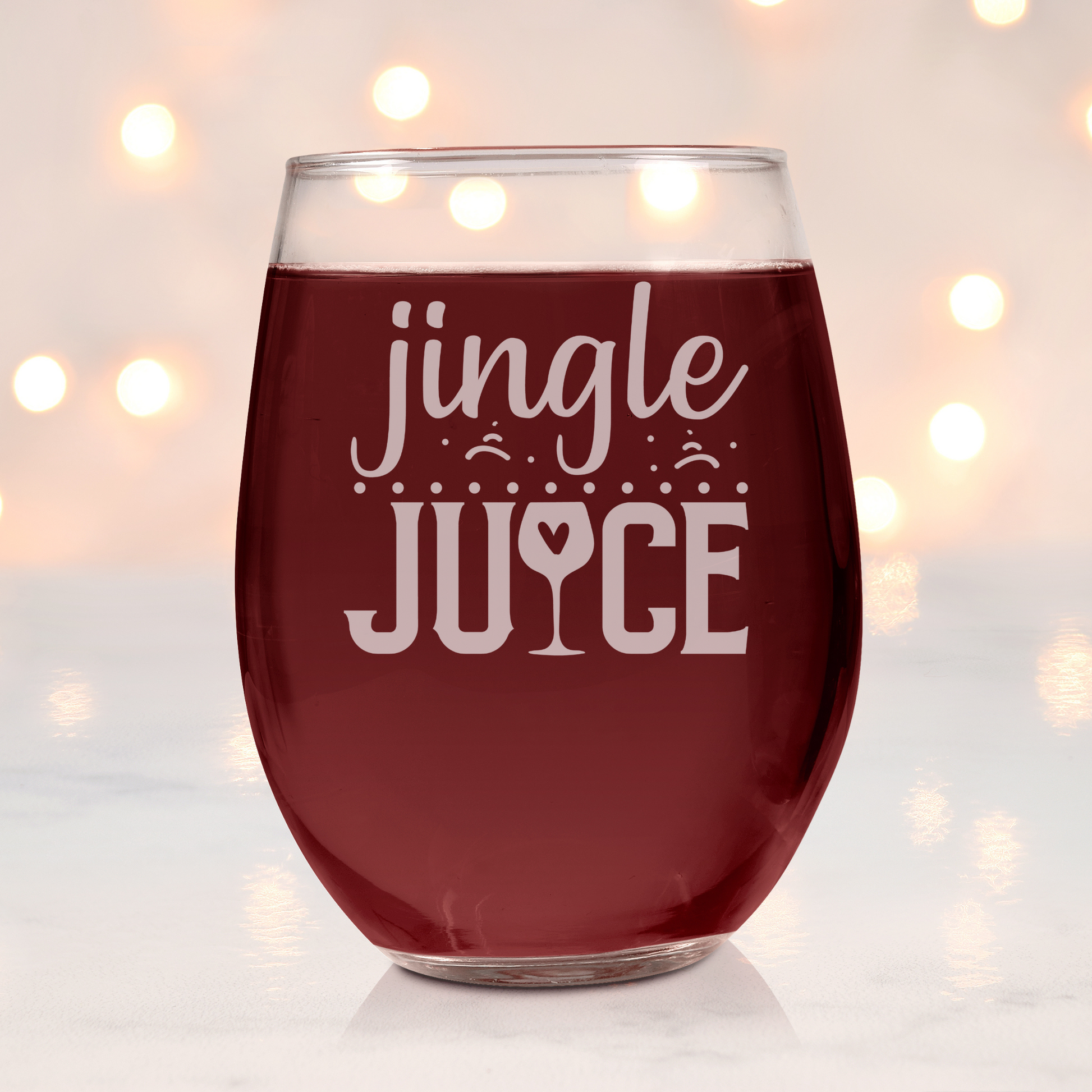 Sassy Jingle Juice Etched Stemless Wine Glass 20.5oz | Christmas Wine Glasses - Expressive DeZien