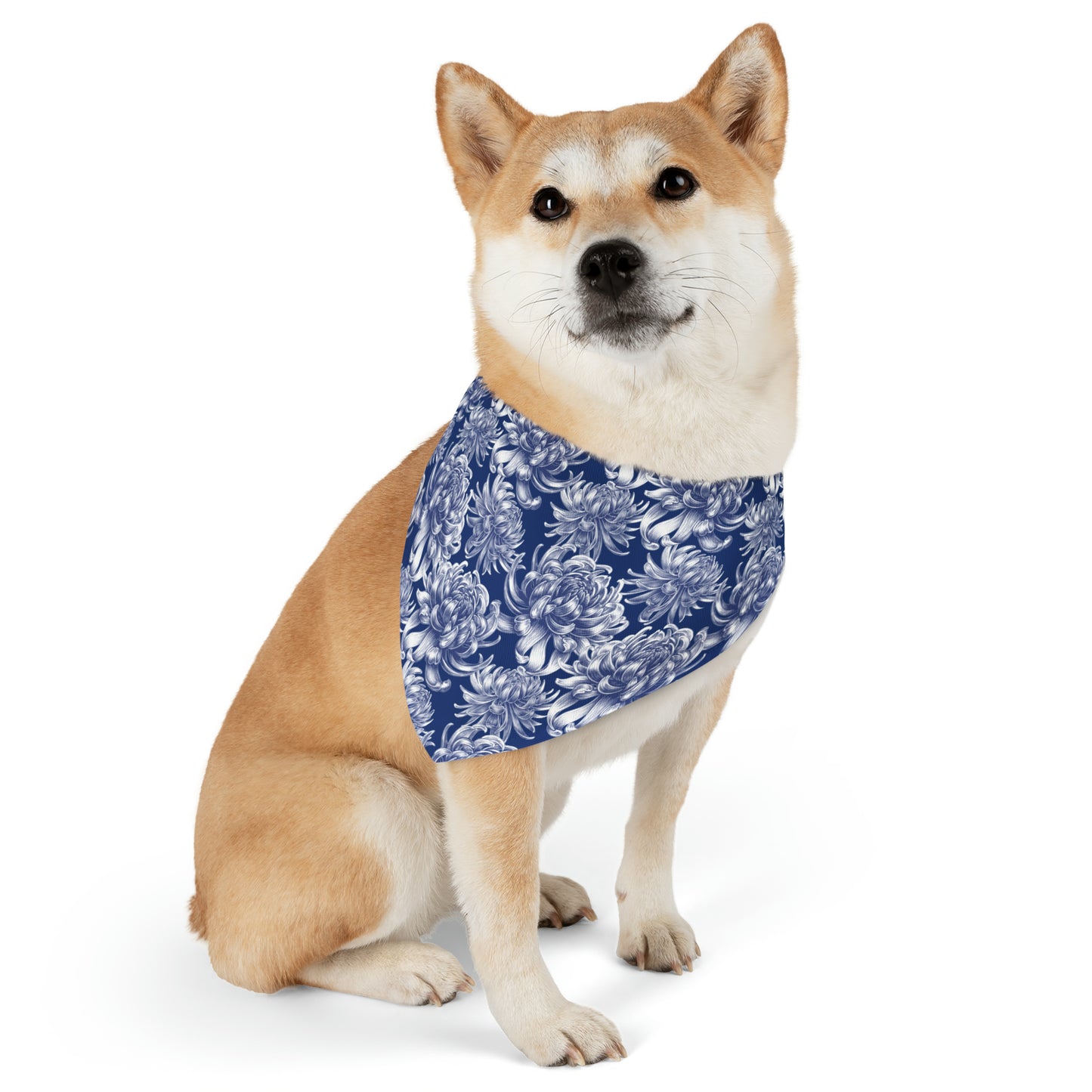 Pet Bandana Collar Blue Damask Flower - Expressive DeZien