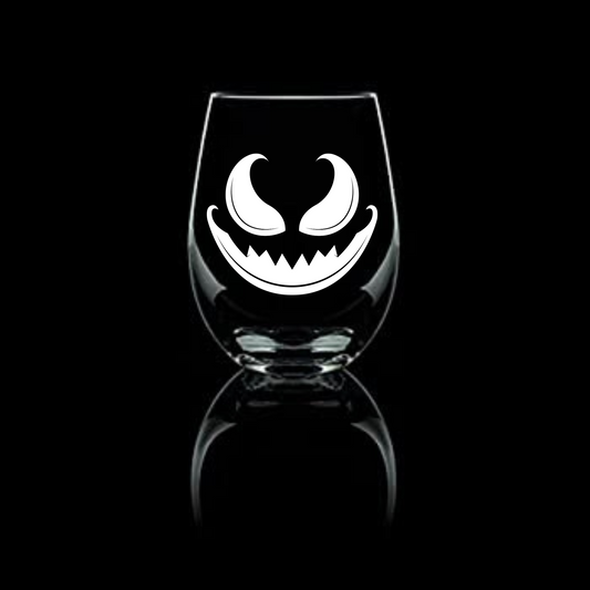 Spine-Chilling 20.5oz Jack O Lantern Etched Halloween Stemless Wine Glass - Expressive DeZien 