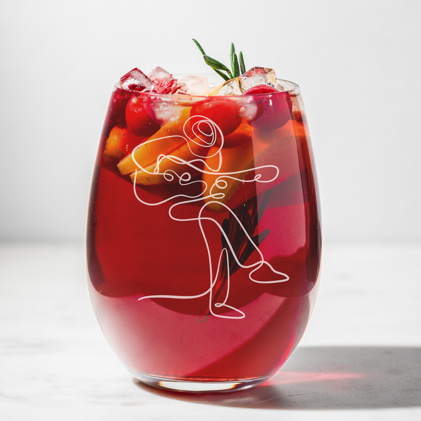Blues man Stemless Wine Glass – Sandblasted Etched Tribute