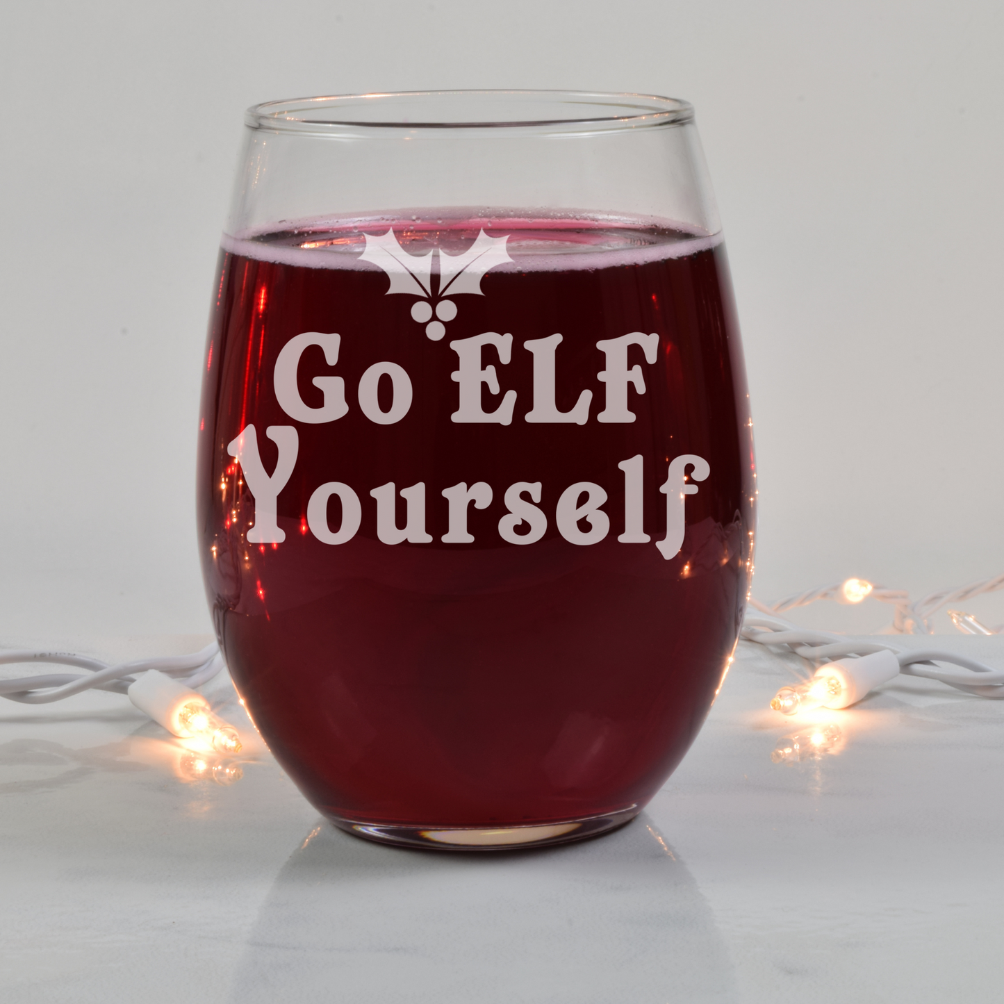 Go ELF yourself Etched Stemless Wine Glass 20.5oz | Christmas Wine Glasses - Expressive DeZien