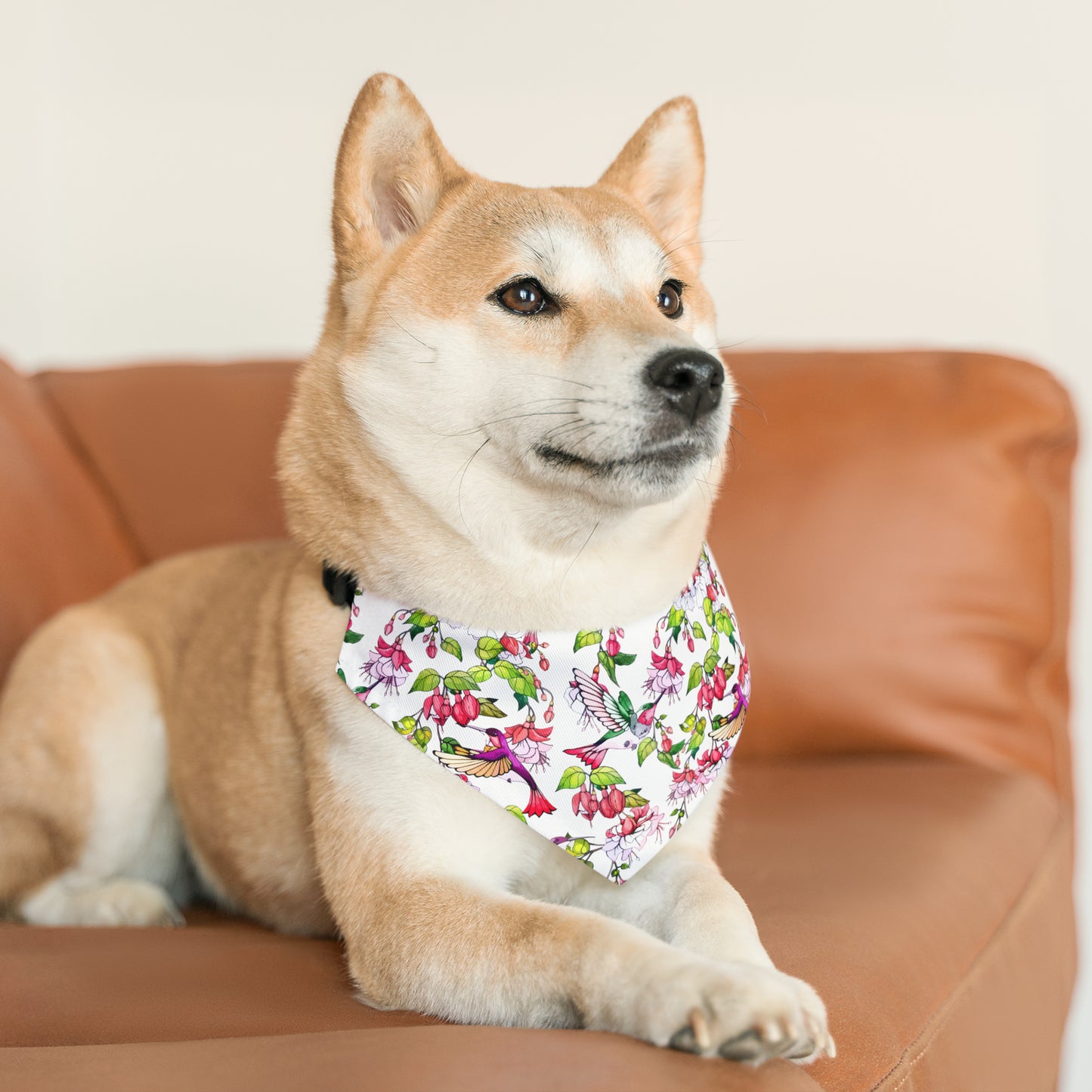 Pet Bandana Collar Hummingbirds and Fuchsia Flower - Expressive DeZien
