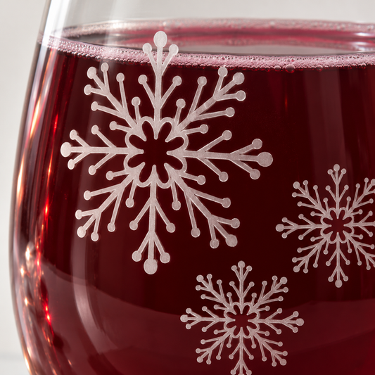 Ice Cascade Snowflake Etched Stemless Wine Glass | 20.5 oz