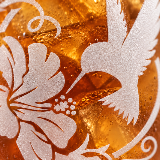 Hummingbird Hibiscus Etched Stemless Wine Glass | 20.5 oz