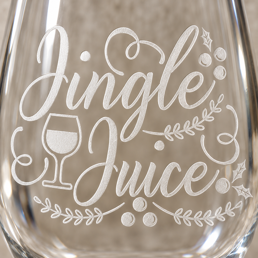 Jingle Juice Etched Stemless Wine Glass | 20.5 oz