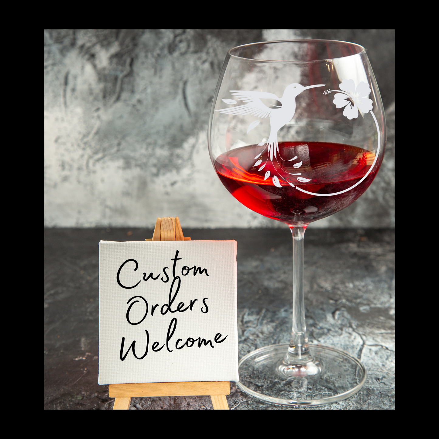 Hand-Etched Hummingbird Wine Glass - Luigi Bormioli Vinoteque - Expressive DeZien