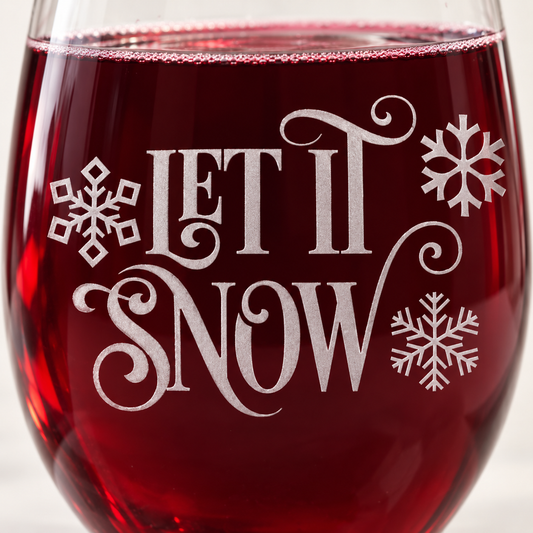 Let It Snow Etched Stemless Wine Glass | 20.5 oz