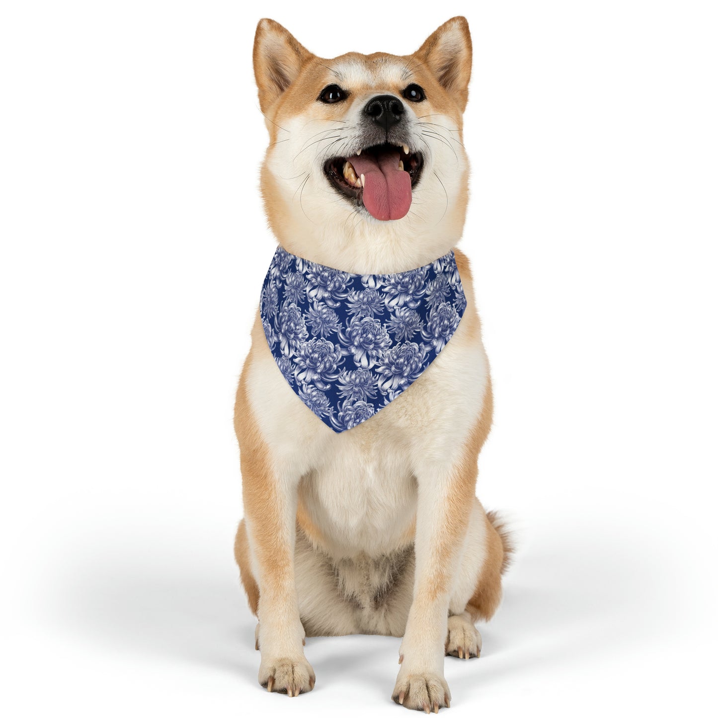 Pet Bandana Collar Blue Damask Flower - Expressive DeZien