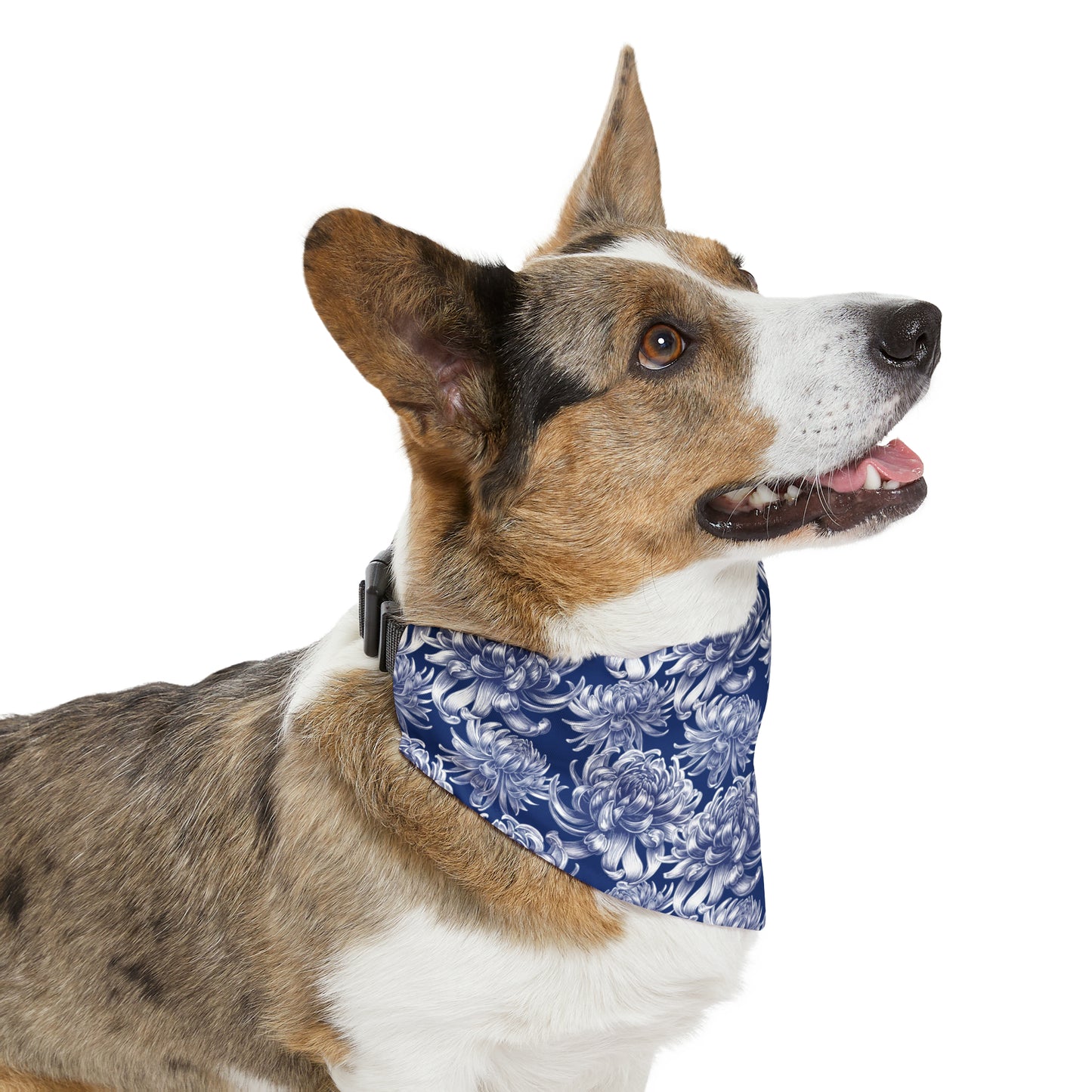 Pet Bandana Collar Blue Damask Flower - Expressive DeZien