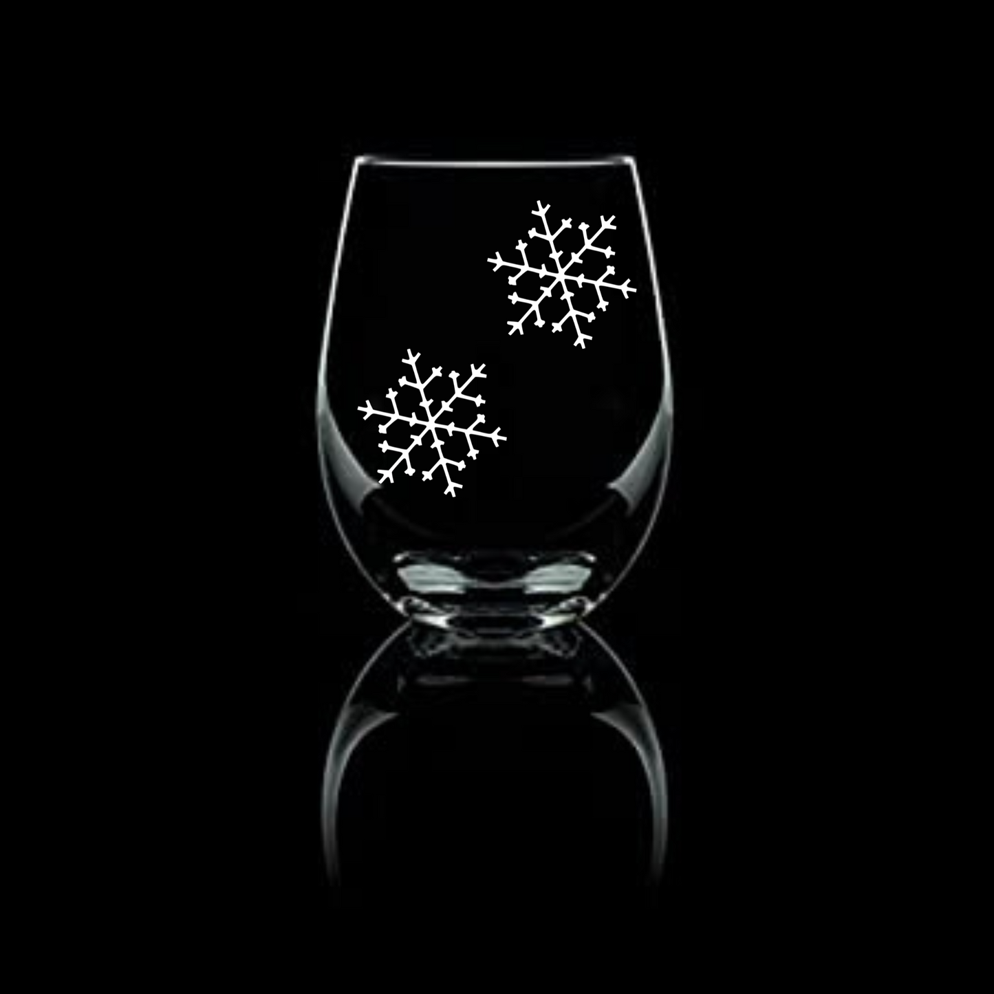 Arctic Elegance Snowflake Etched Stemless Wine Glass 20.5oz | Snowflake Wine Glasses - Expressive DeZien