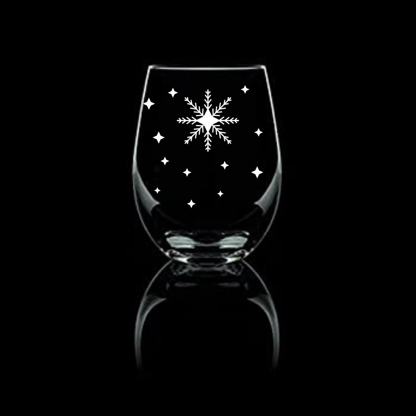 Arctic Lace Whisper Etched Stemless Wine Glass 20.5oz | Snowflake Wine Glasses - Expressive DeZien