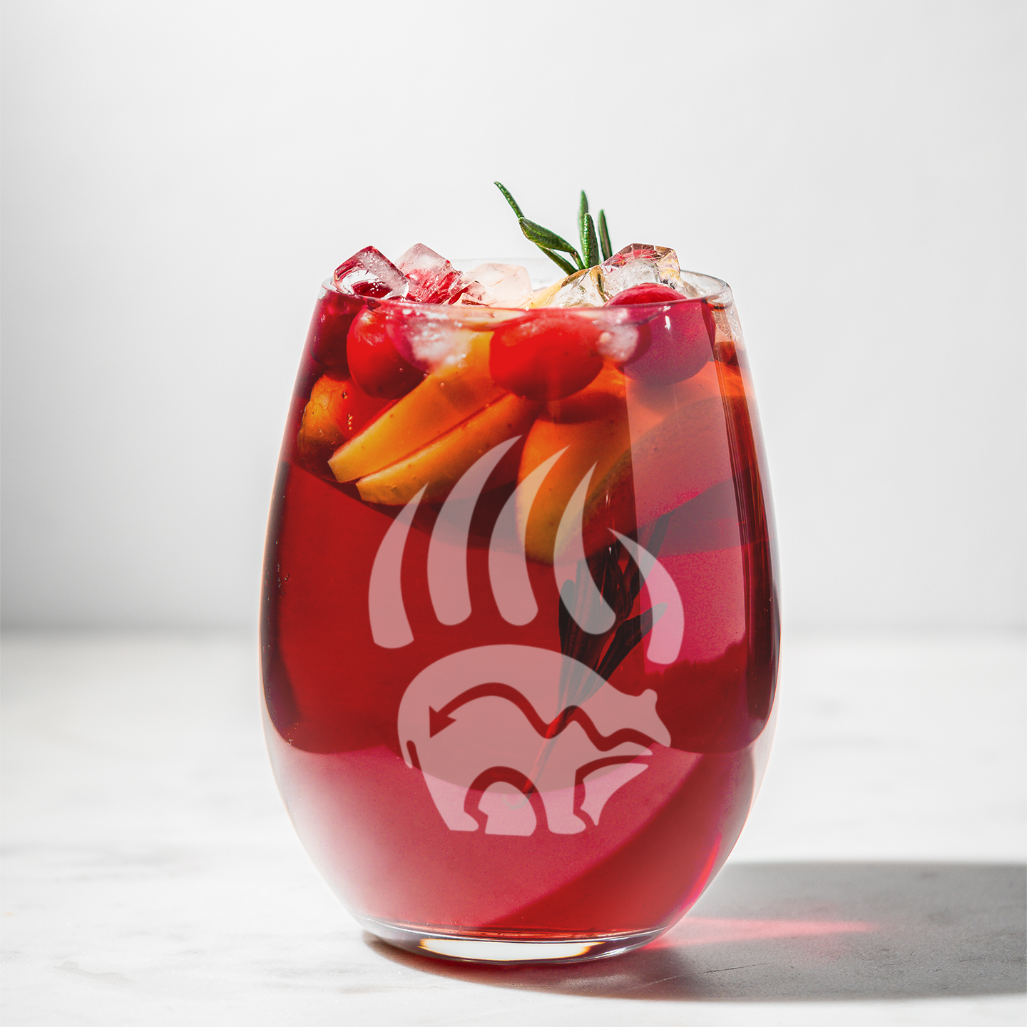 Etched Bear Claw Stemless Wine Glass – 20.5oz Handmade