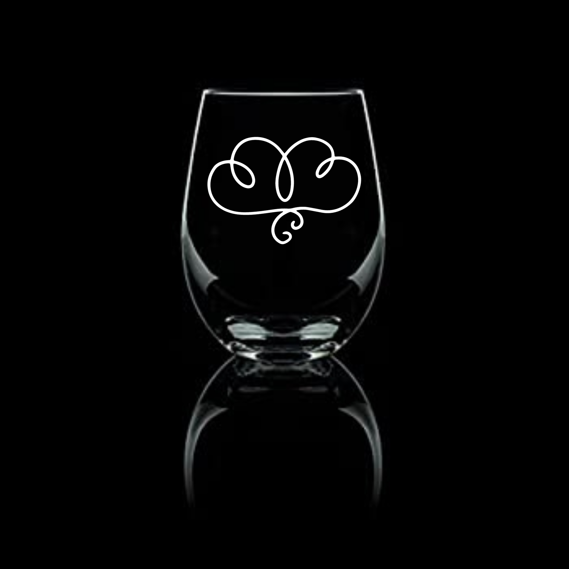 Two Hearts Intertwined Sandblasted Etched Wine Glass. Hand-carved into the 20.5oz glass - Expressive DeZien