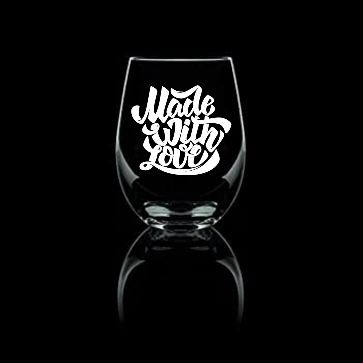 Etched Made with Love Etched Stemless Wine Glass 20.5oz | Valentine’s Day - Expressive DeZien