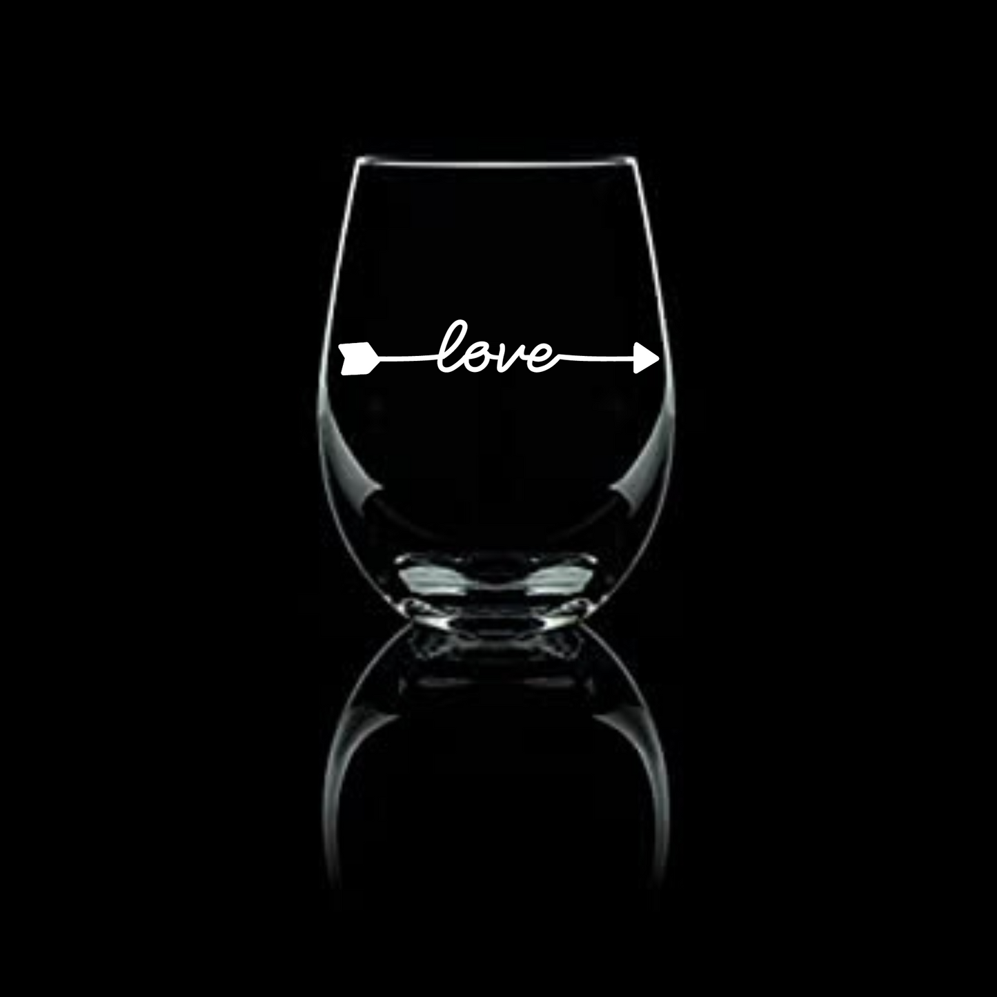 Love with Arrow Through It Sandblasted Etched Wine Glass 20.5oz | Valentine's Day - Expressive DeZien