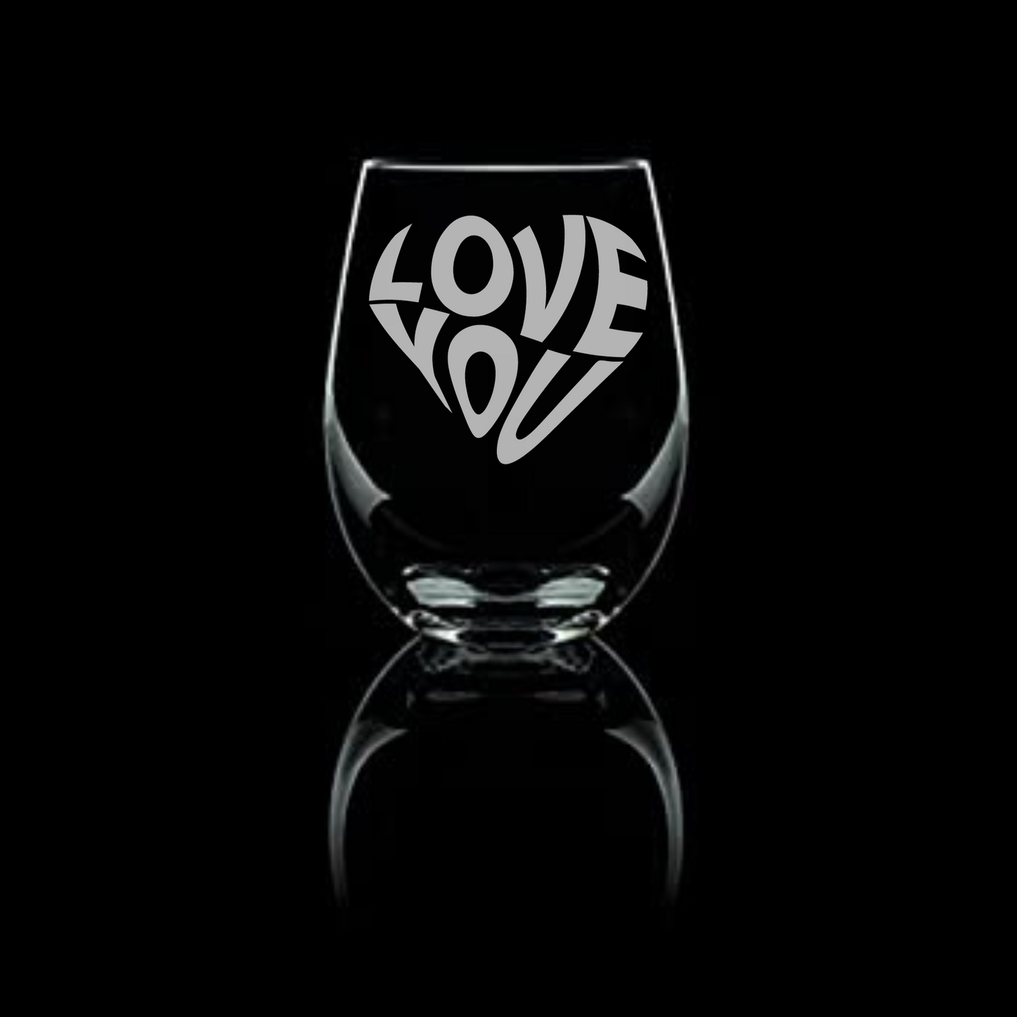 Love You Heart Shaped Sandblasted Etched Wine Glass 20.5oz | Valentine's Day - Expressive DeZien