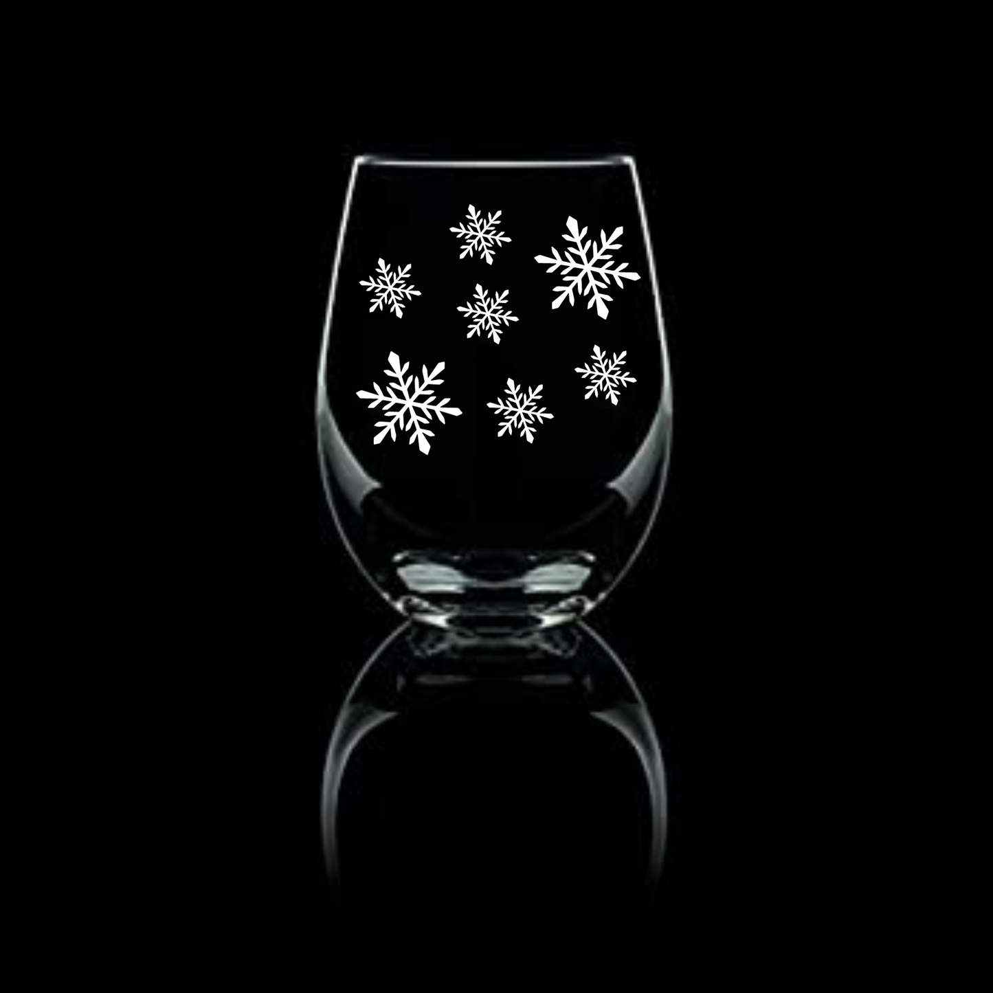 Blizzard Delight Etched Stemless Wine Glass 20.5oz | Snowflake Wine Glasses - Expressive DeZien