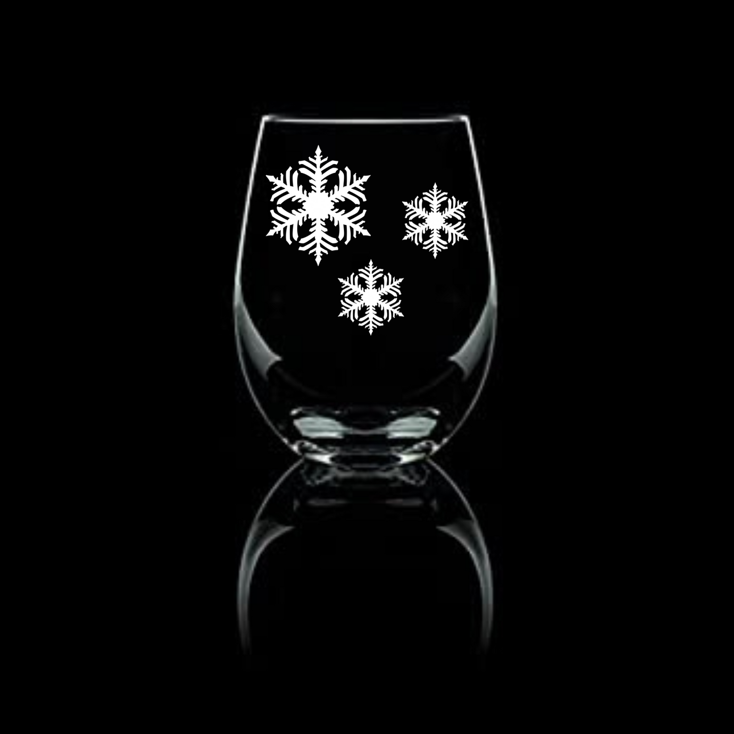 Celestial Frost Etched Stemless Wine Glass 20.5oz | Snowflake Wine Glasses - Expressive DeZien