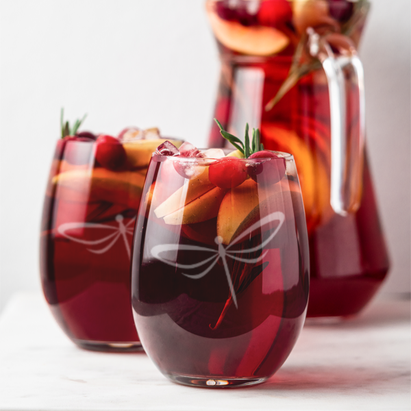 Etched Dragonfly Stemless Wine Glass 20.5oz