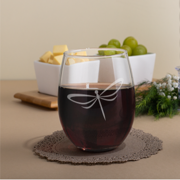 Etched Dragonfly Stemless Wine Glass 20.5oz