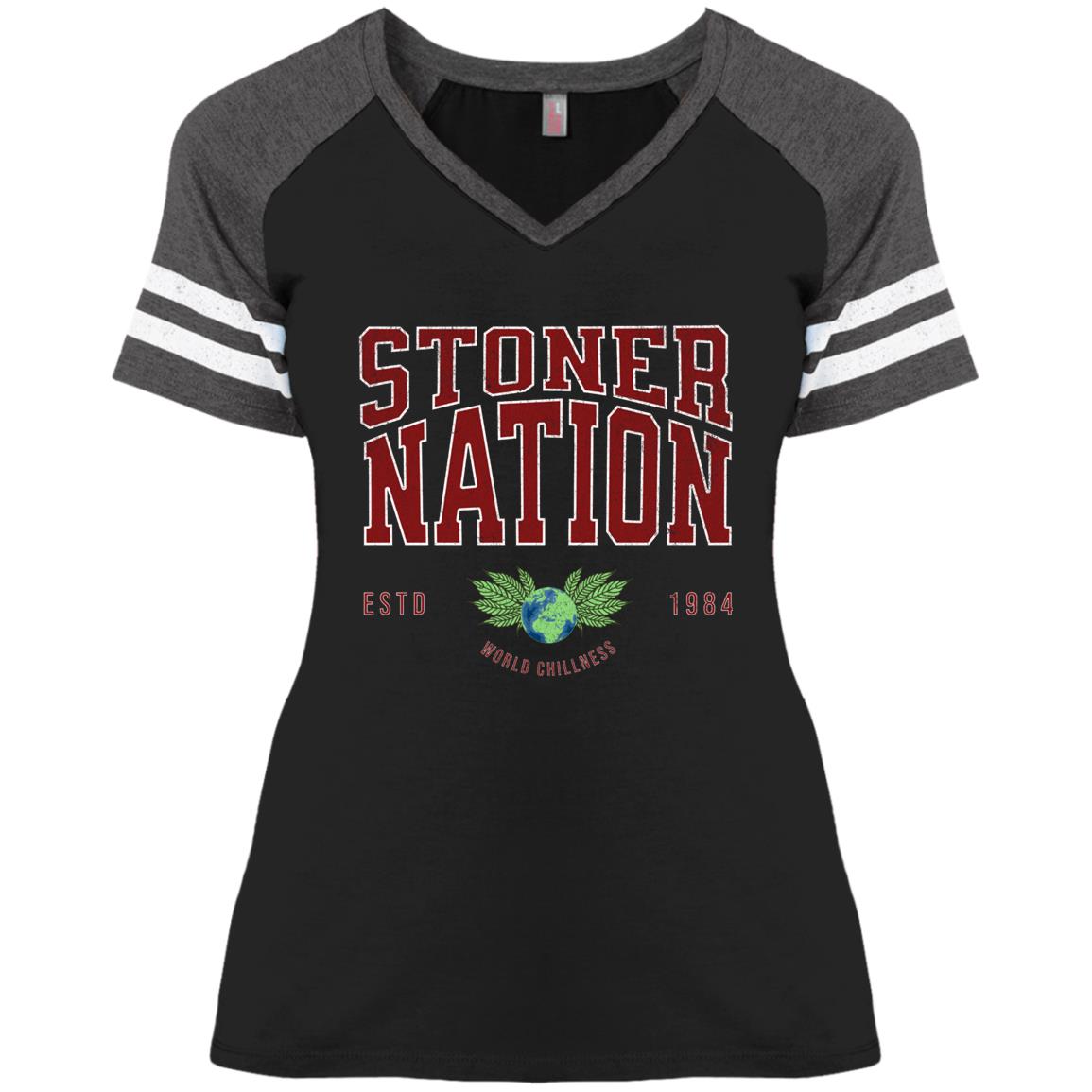 Stoner Nation Ladies' Game V-Neck T-ShirT - Expressive DeZien