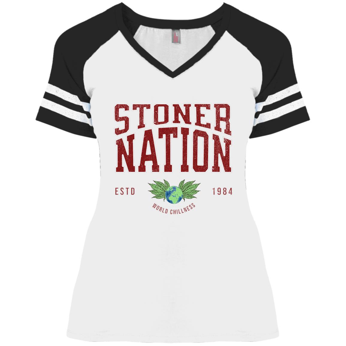 Stoner Nation Ladies' Game V-Neck T-ShirT - Expressive DeZien