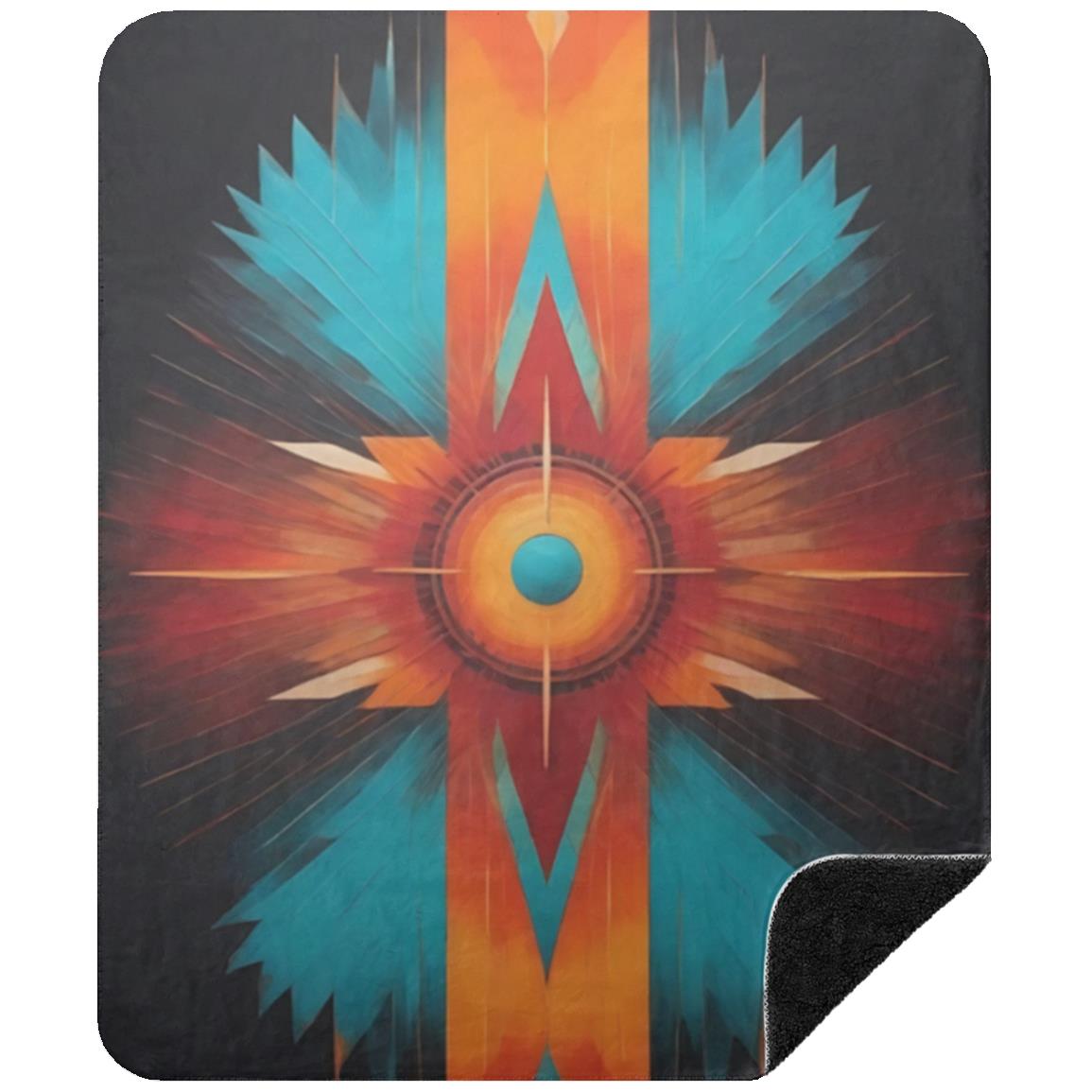 Premium Black Sherpa Blanket - 50x60 - Luxurious Soft Touch with Original Vibrant Native Art