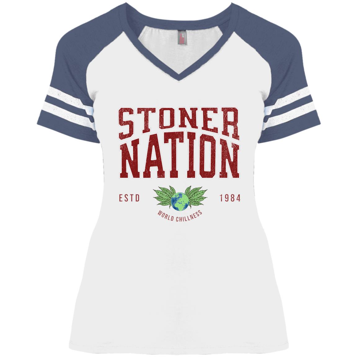 Stoner Nation Ladies' Game V-Neck T-ShirT - Expressive DeZien