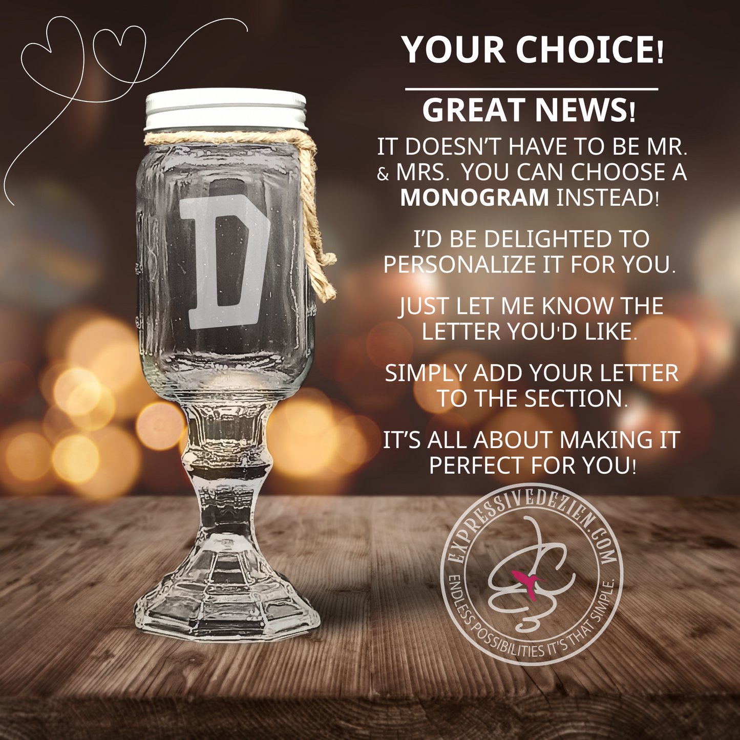 Personalized Rustic Engraved Mr & Mrs Wedding Toasting Glasses with Hummingbird Earrings – Unique Bride Gift – *Hillbilly