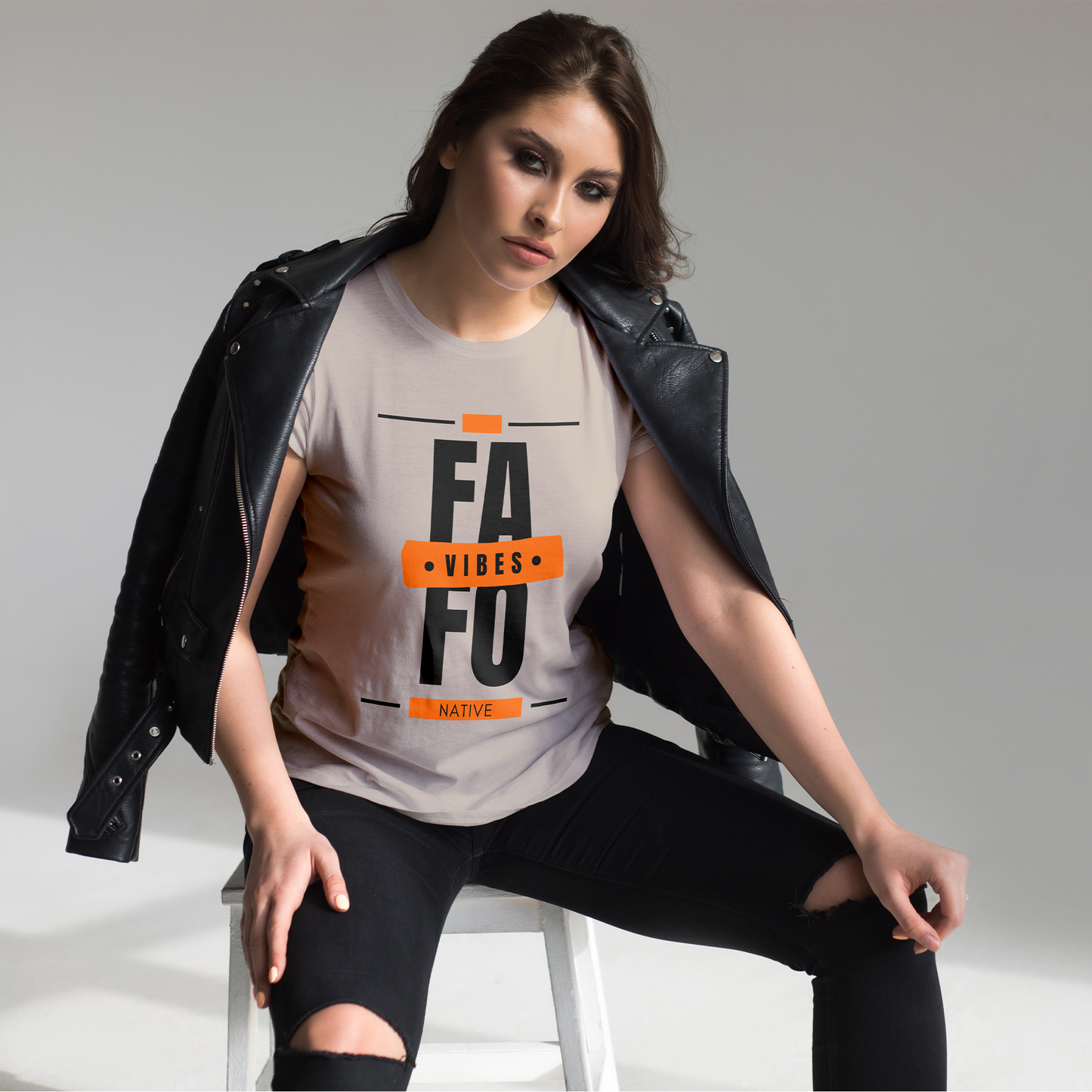 FAFO VIBES Classic Women's Crewneck T-shirt Ladies' Boyfriend T-Shirt - Expressive DeZien
