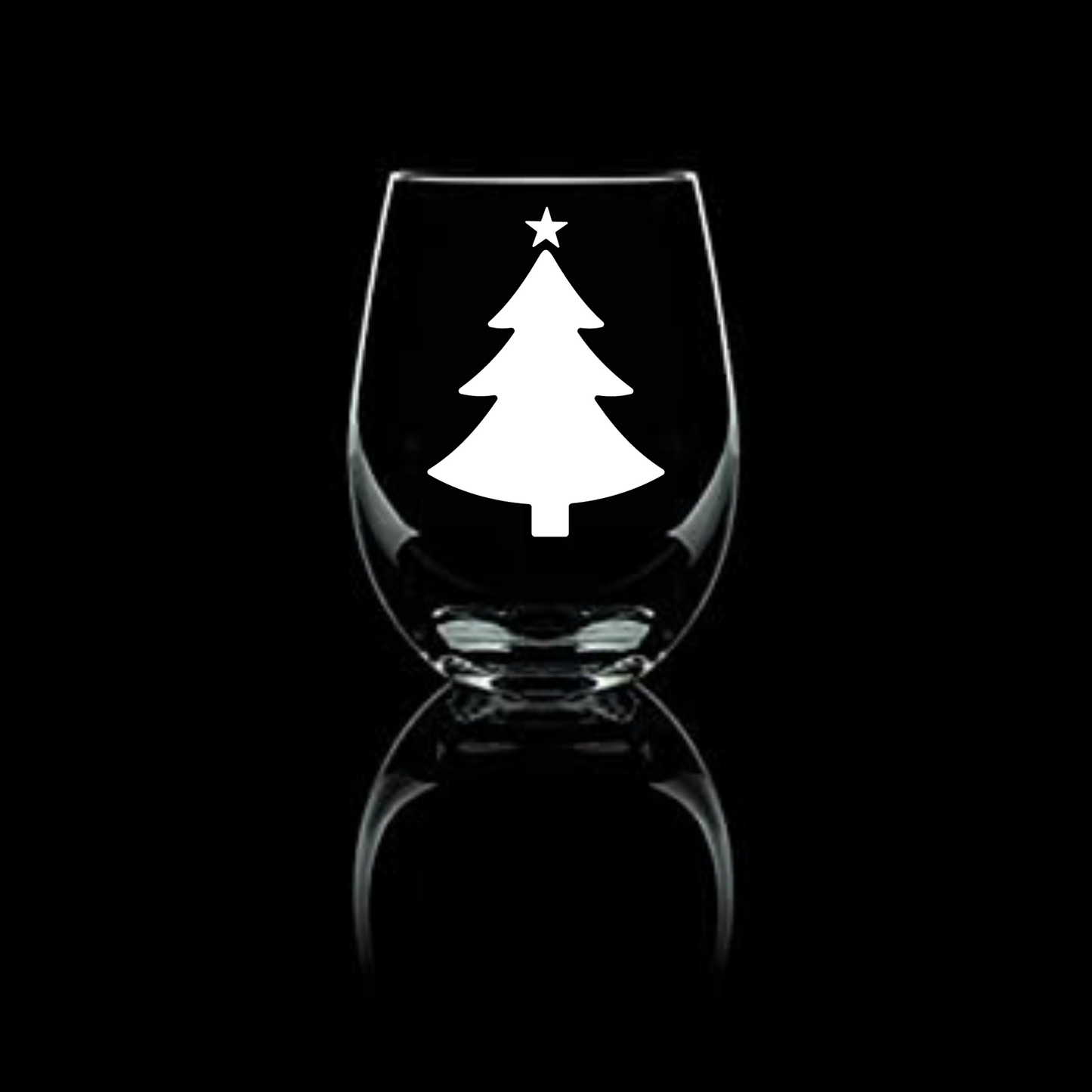 Festive Christmas Tree Etched Stemless Wine Glass - 20.5 oz | Christmas Wine Glasses - Expressive DeZien