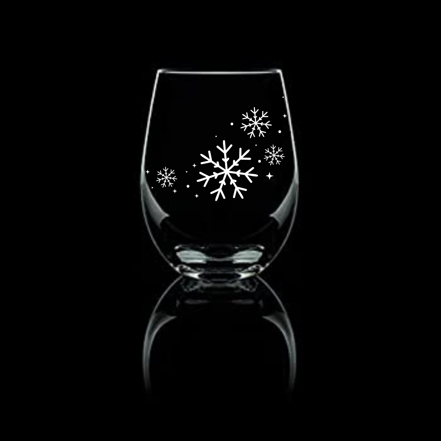 Frozen Symphony Etched Stemless Wine Glass 20.5oz | Snowflake Wine Glasses - Expressive DeZien