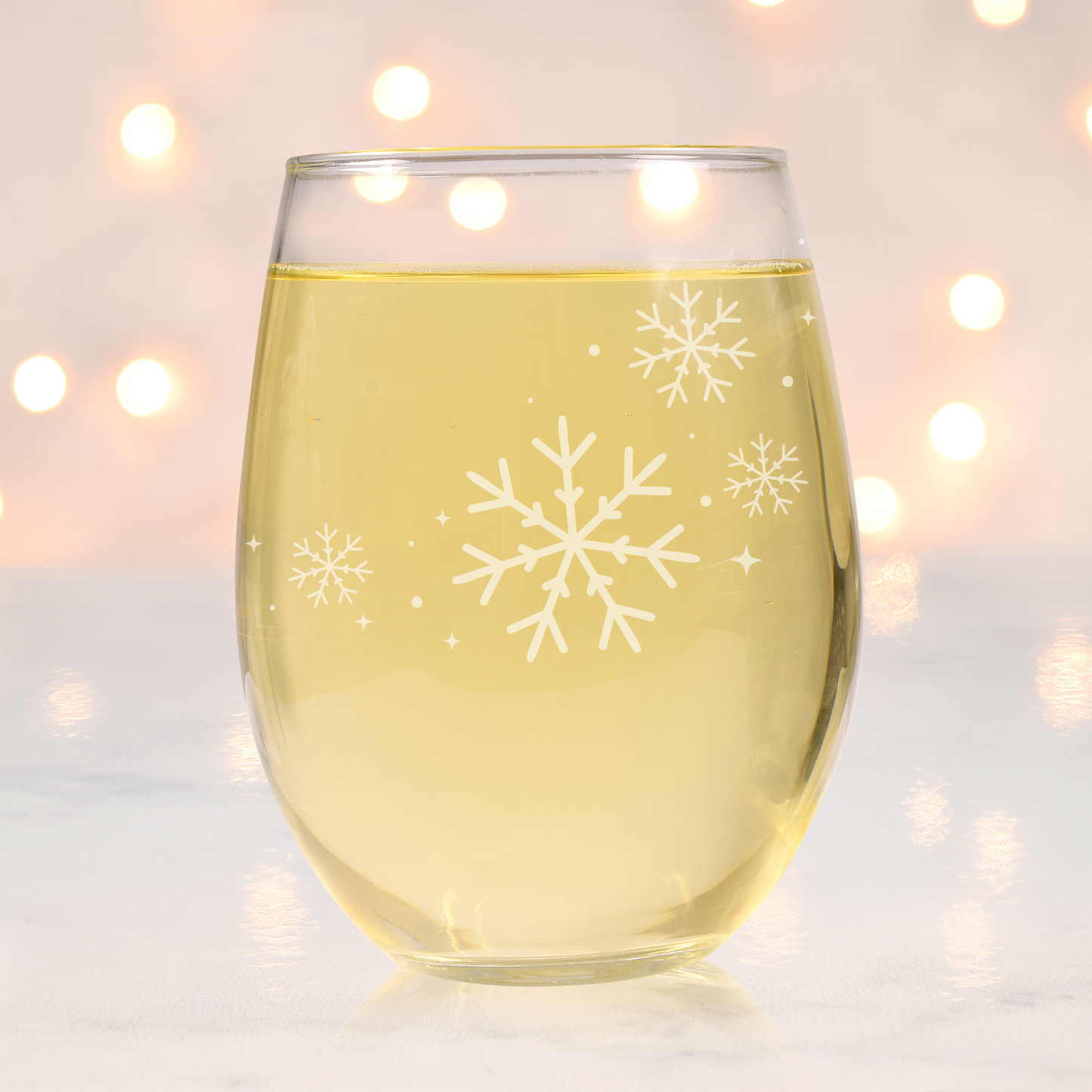 Frozen Symphony Etched Stemless Wine Glass 20.5oz | Snowflake Wine Glasses - Expressive DeZien